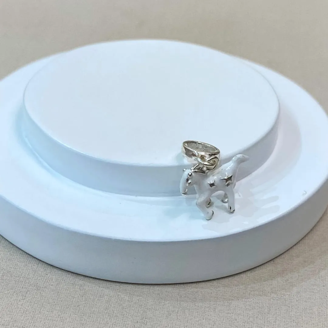 BERLOQUE PRATA CAVALO RESINADO BRANCO