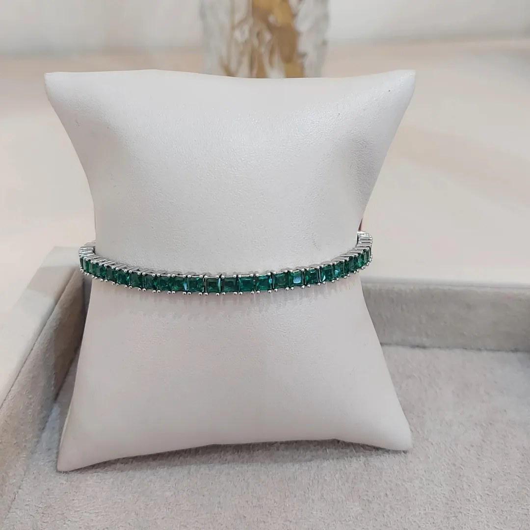 PULSEIRA RIVIERA ESMERALDA ZIRCÔNIA QUADRADA