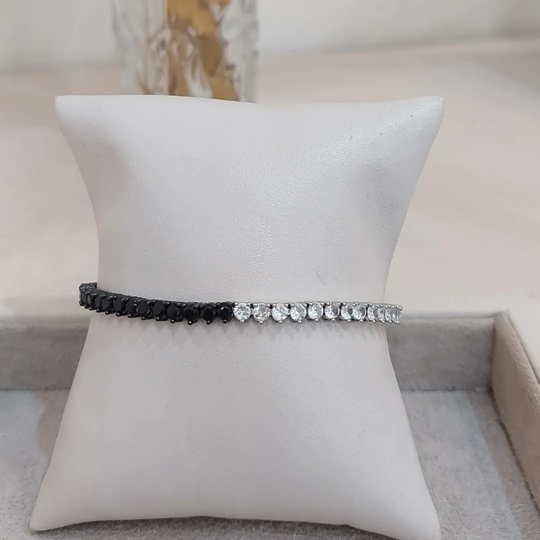 PULSEIRA RIVIERA ZIRCÔNIA CRISTAL E NEGRA 3.0