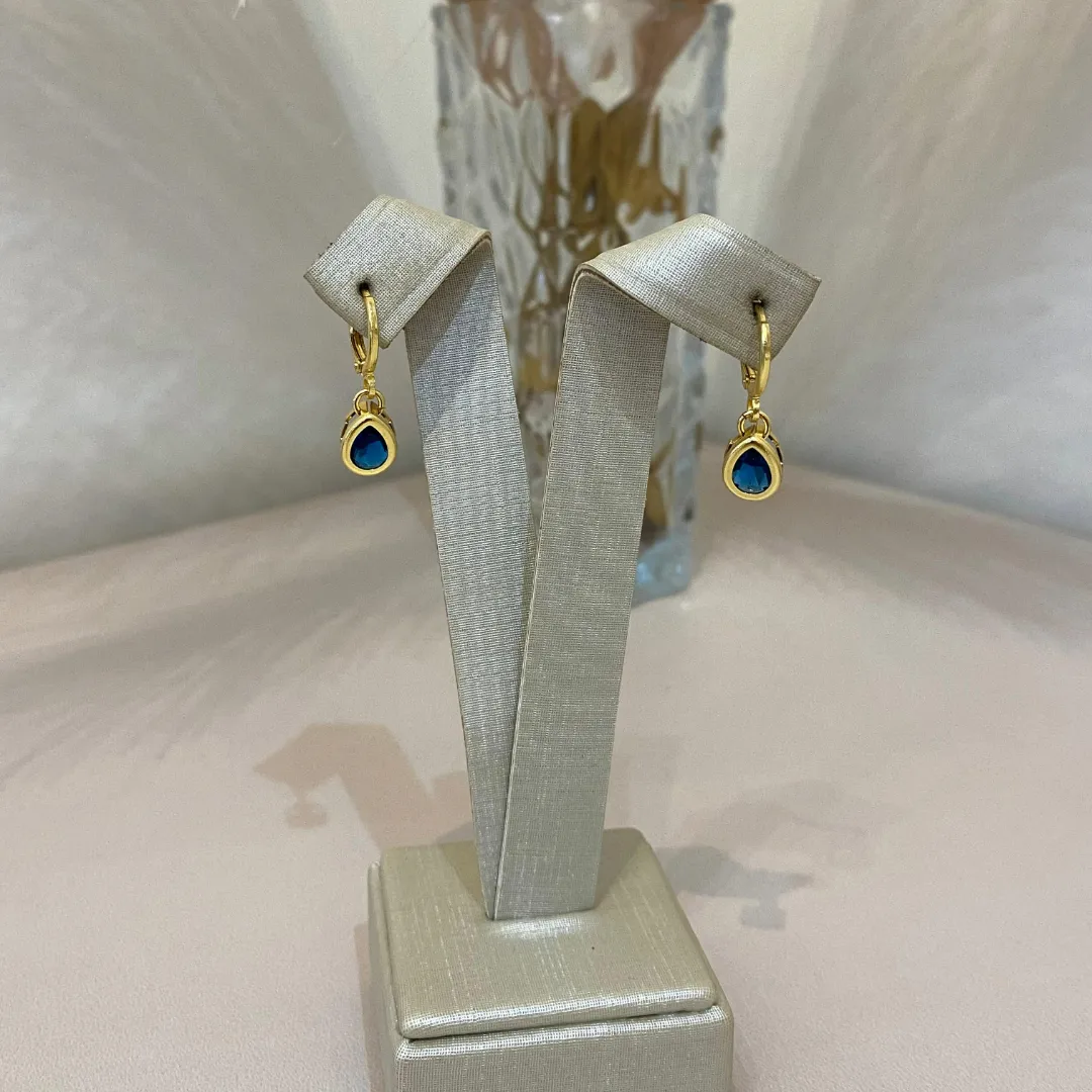 ARGOLA PINGENTE ZIRCÔNIA GOTA AZUL