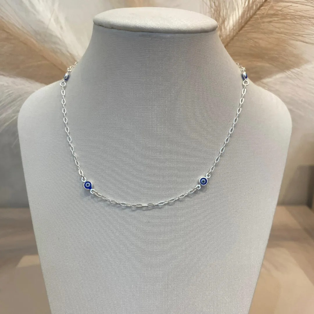 CHOKER PRATA OLHO GREGO