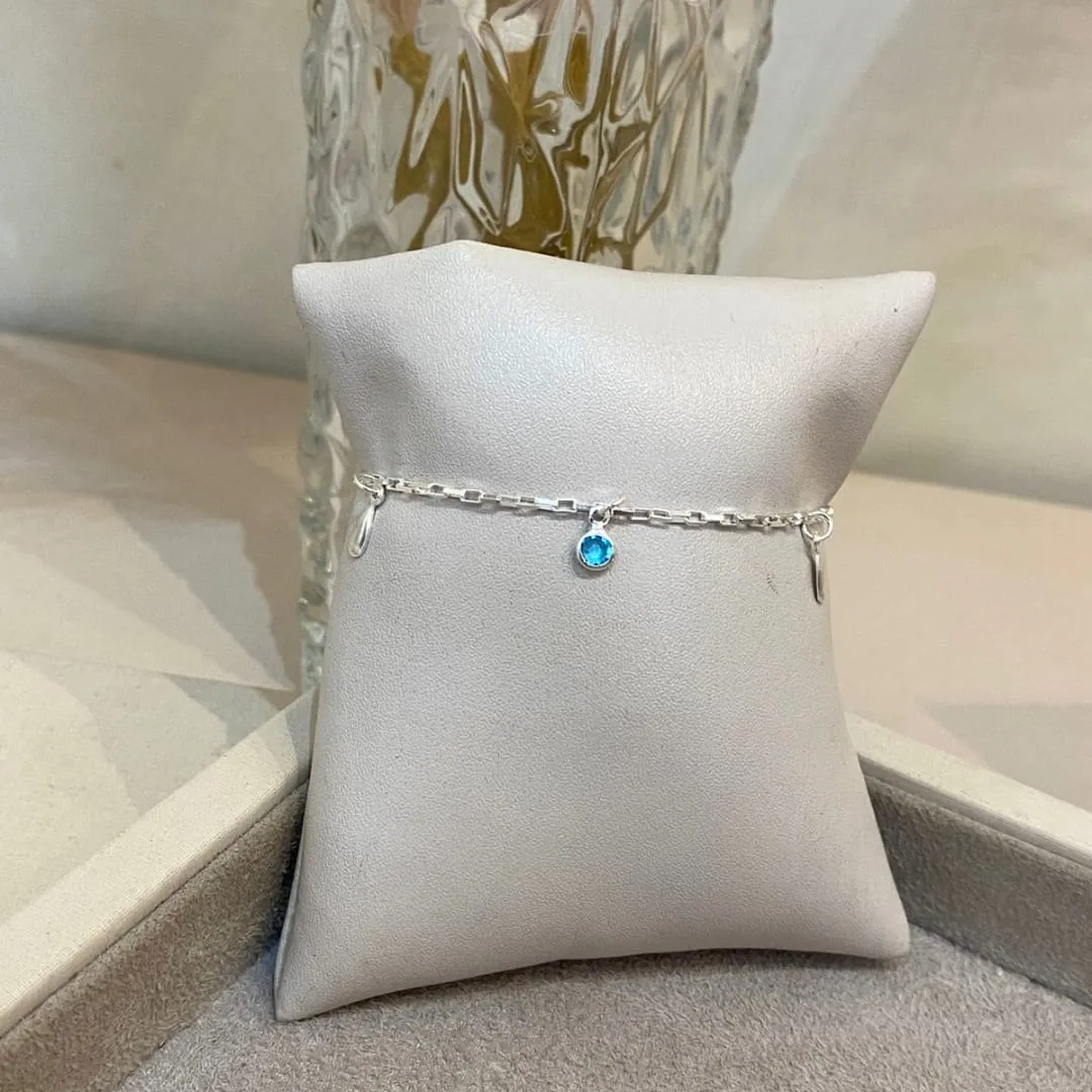 PULSEIRA PRATA GOTA LISA E ZIRCONIAS COLORIDAS