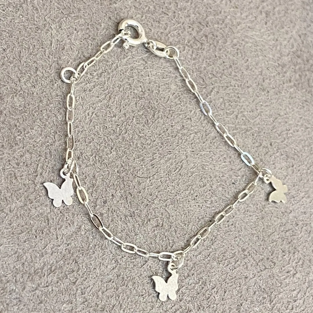 PULSEIRA PRATA INFANTIL BORBOLETAS