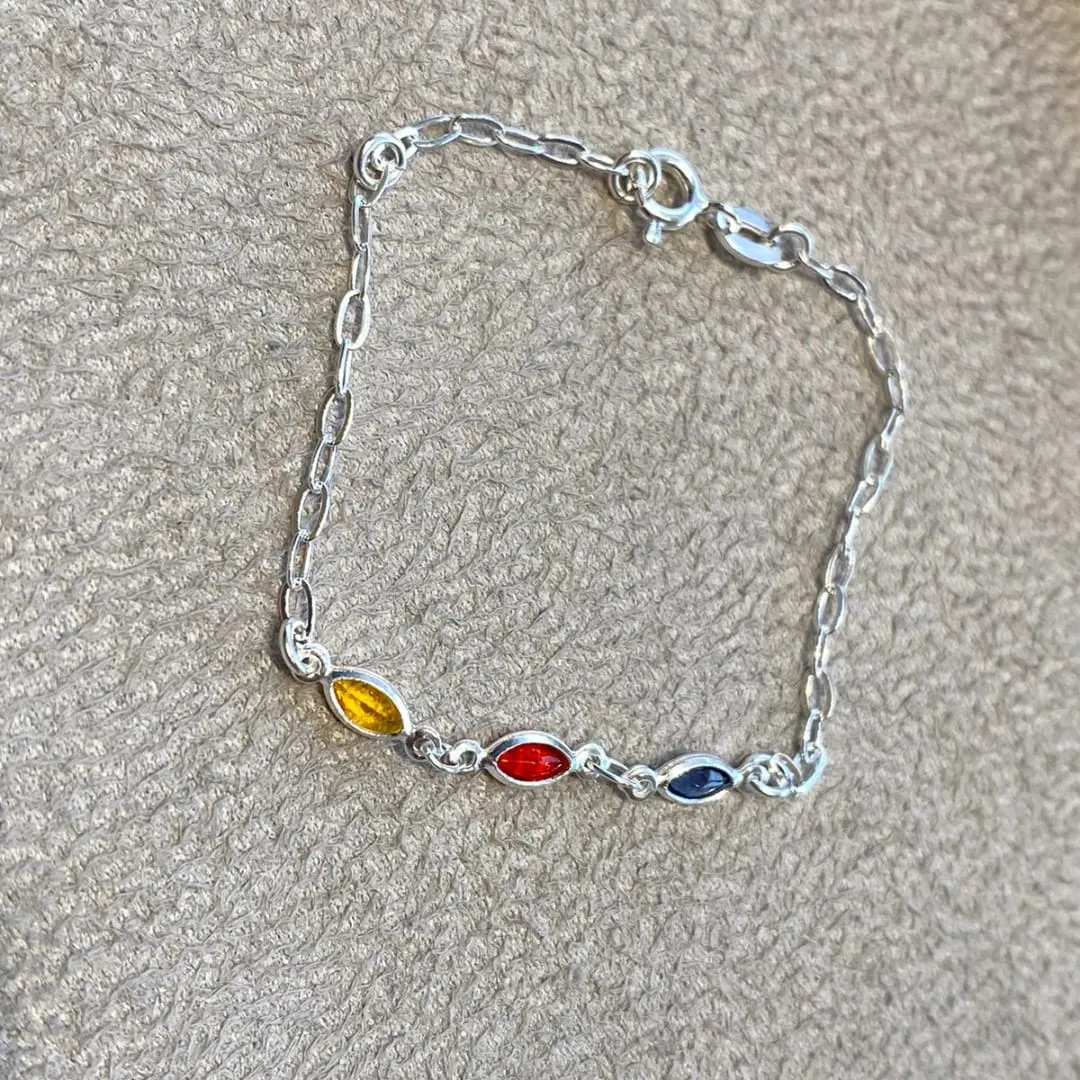 PULSEIRA PRATA INFANTIL ZIRCÔNIAS COLORIDAS
