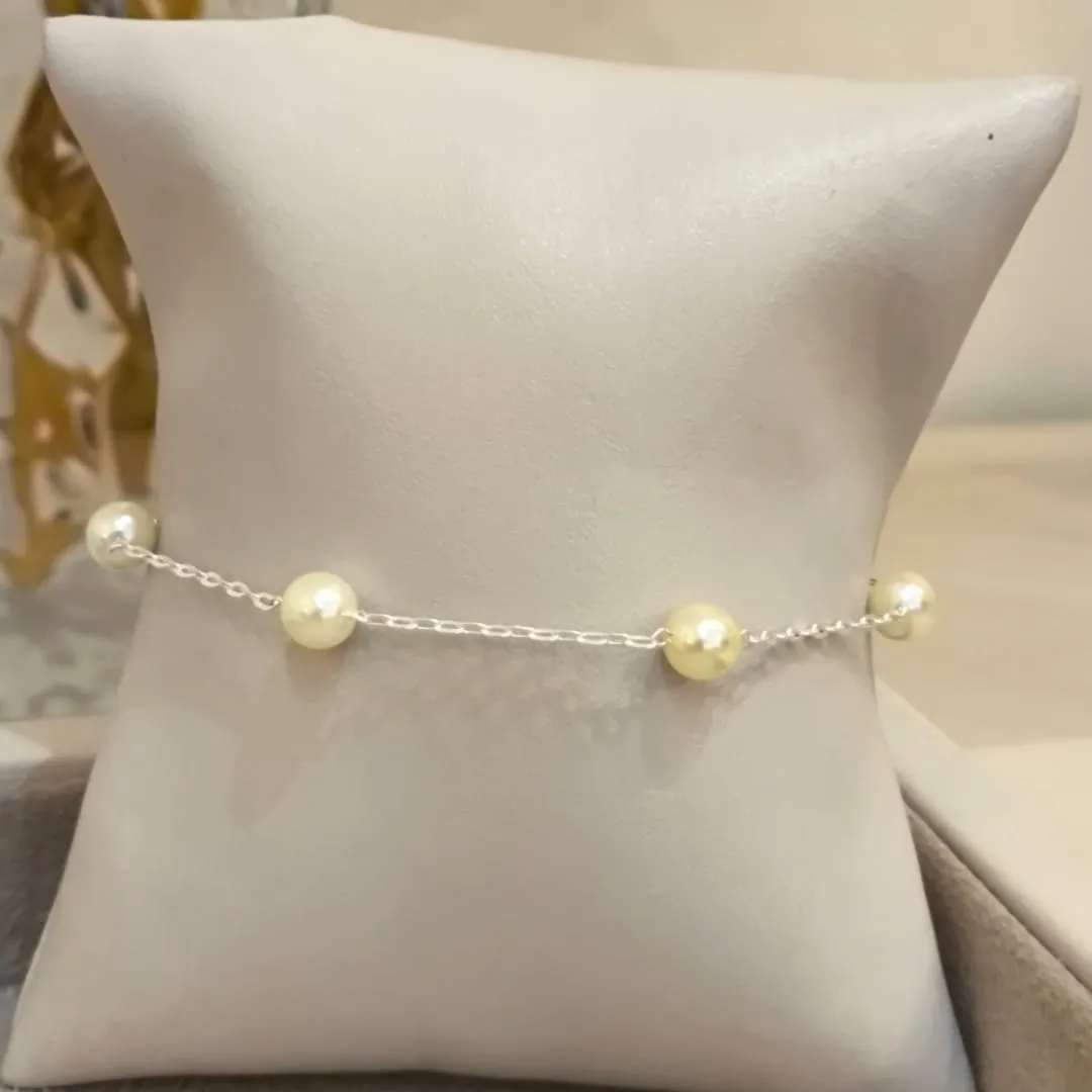 PULSEIRA PRATA PERÓLAS MAIORES E MENORES