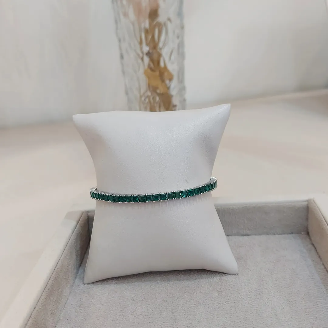 PULSEIRA RIVIERA ESMERALDA ZIRCÔNIA QUADRADA