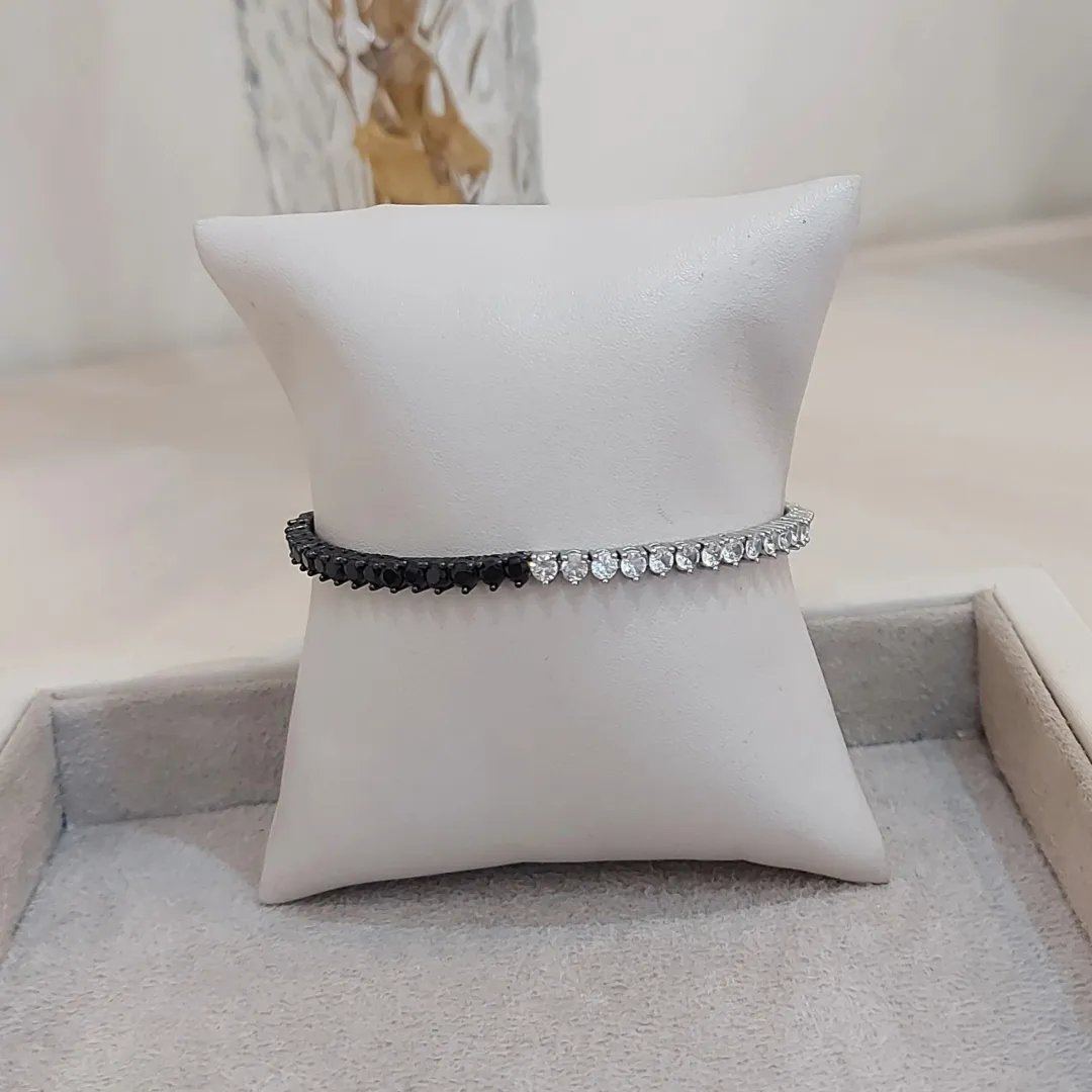 PULSEIRA RIVIERA ZIRCÔNIA CRISTAL E NEGRA 3.0
