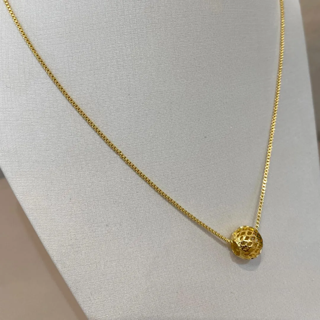 COLAR LONGO VENEZIANA 60CM COM ESFERA VAZADA