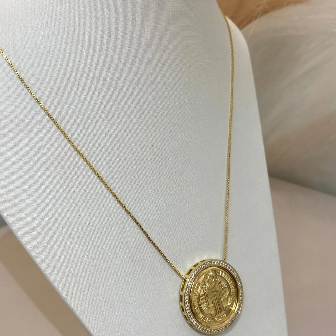 CORRENTE VENEZIANA COM MEDALHA GRANDE SÃO BENTO