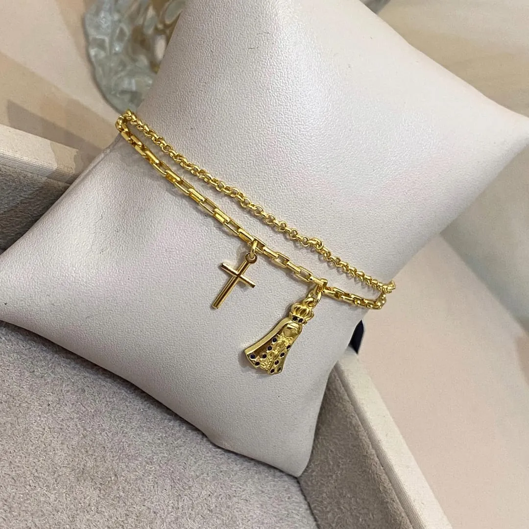 PULSEIRA DUPLA NOSSA SENHORA APARECIDA E CRUZ