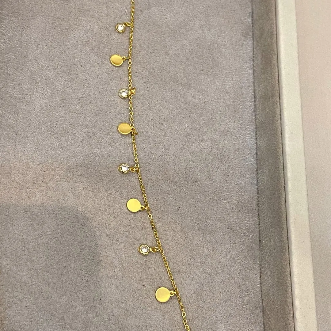 TORNOZELEIRA MEDALHAS E ZIRCÔNIAS