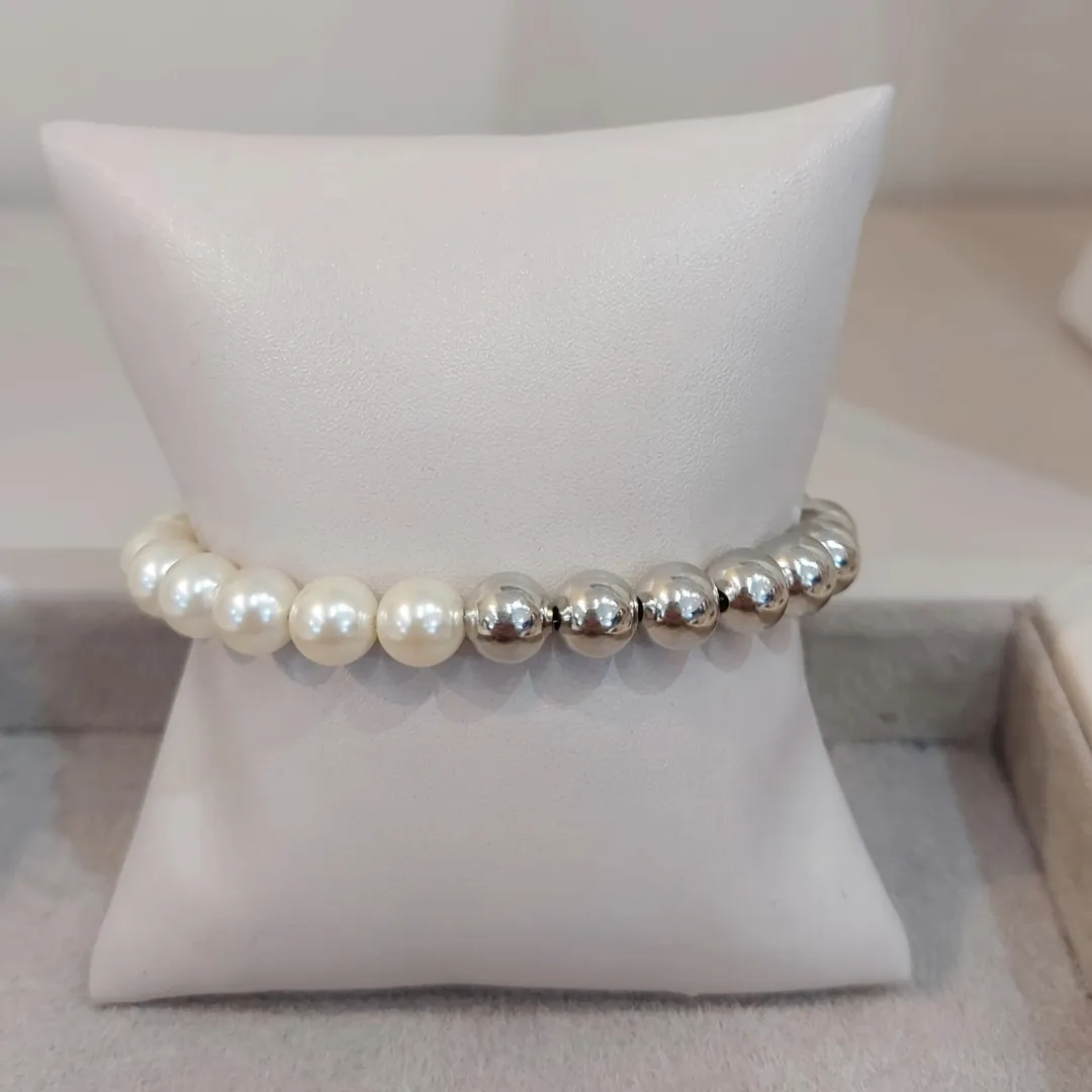 PULSEIRA METADE PÉROLA E METADE ESFERA DIAMANTE