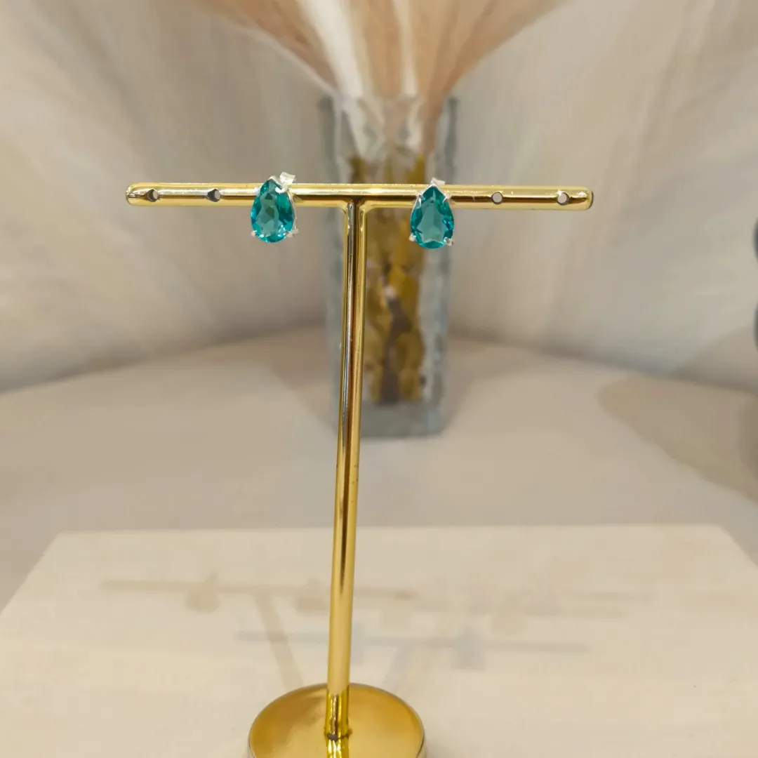 BRINCO PRATA GOTA FLUORITA TURMALINA