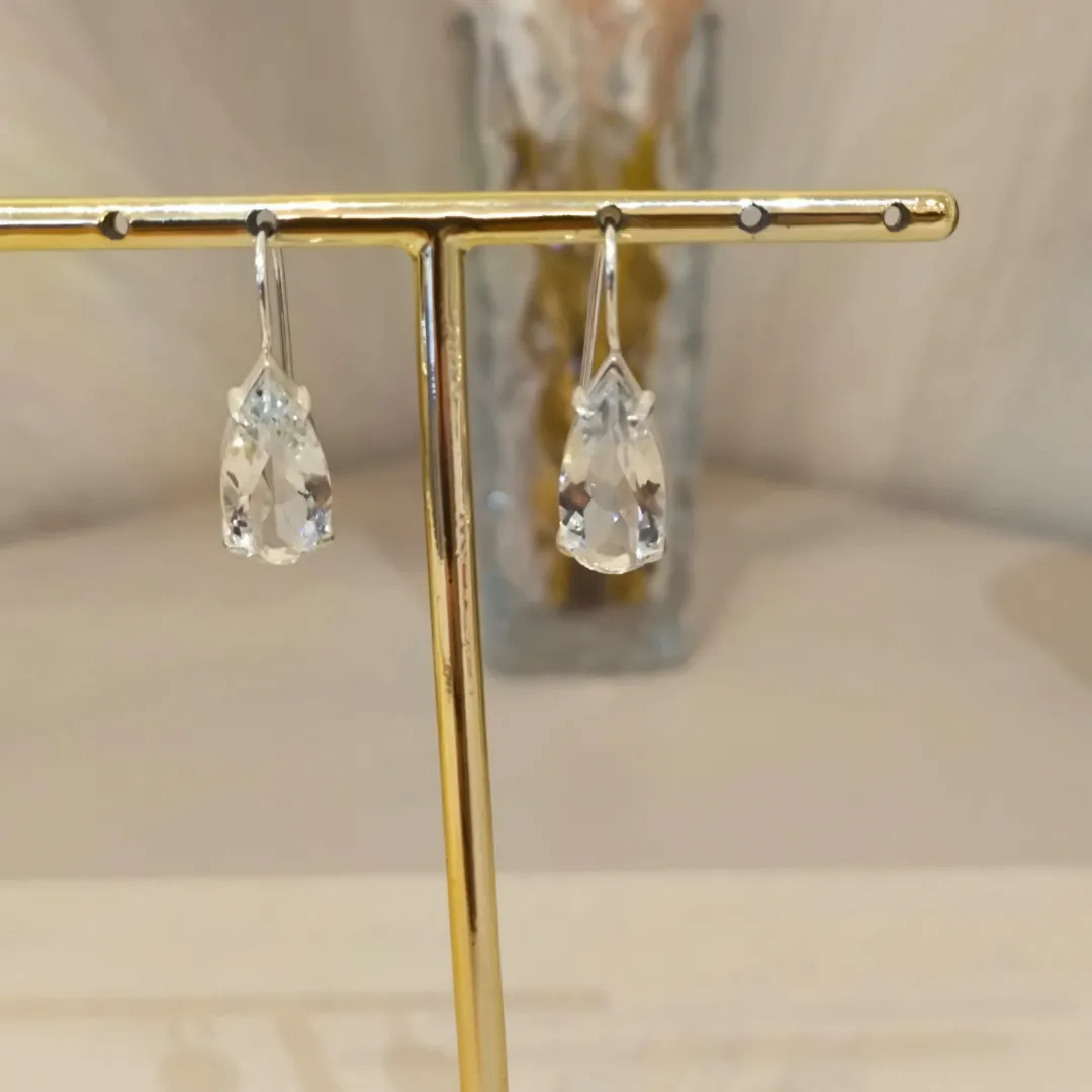BRINCO PRATA GANCHO CRISTAL