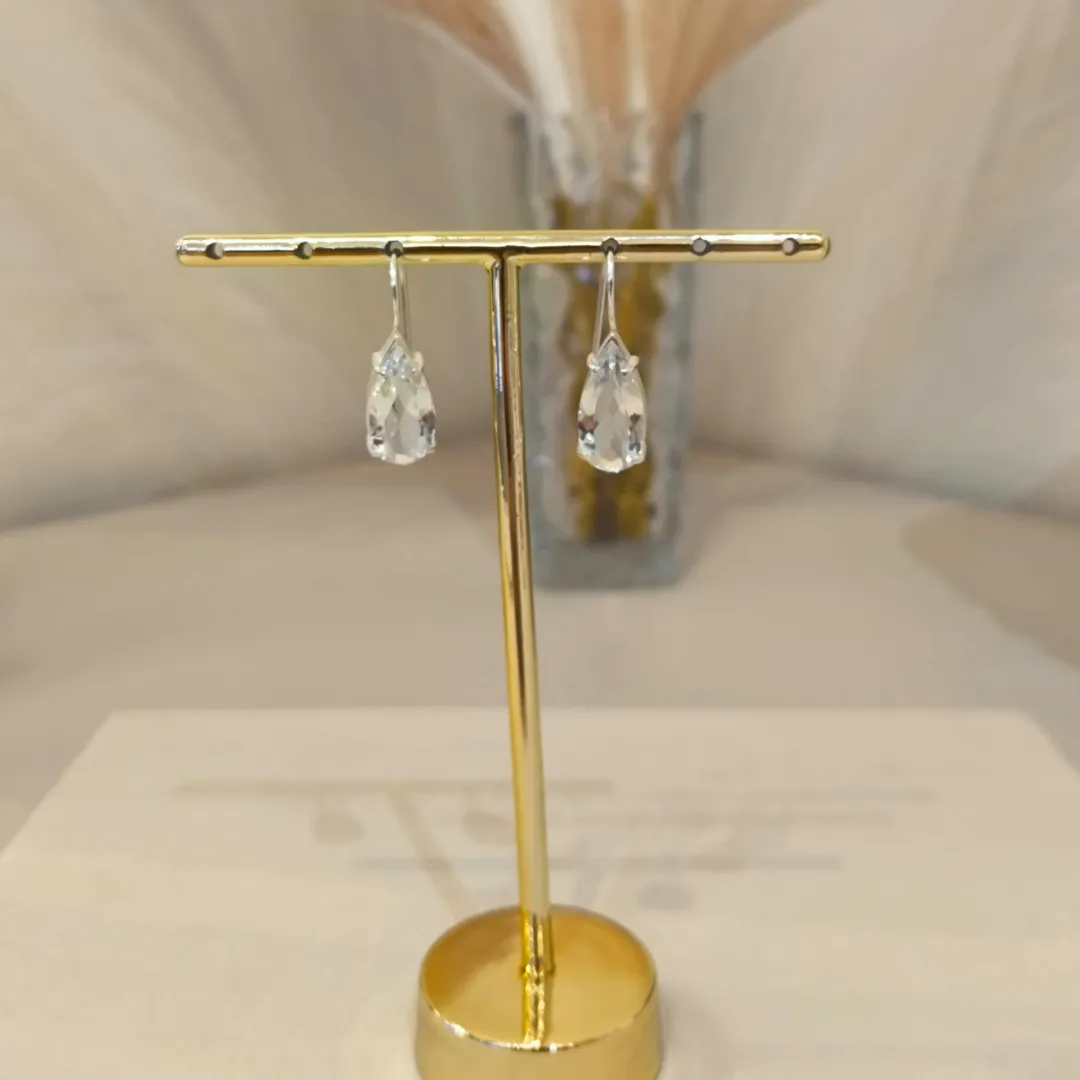 BRINCO PRATA GANCHO CRISTAL