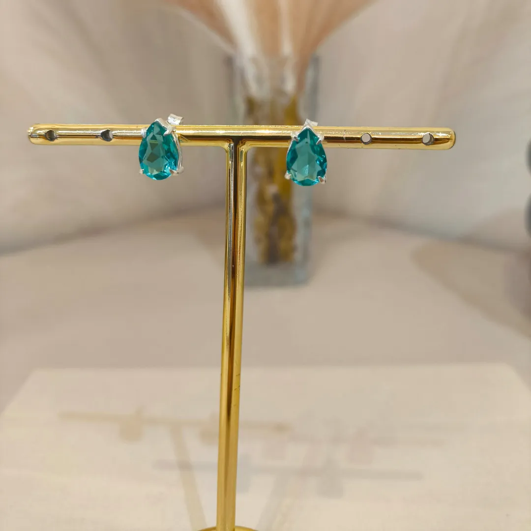 BRINCO PRATA GOTA FLUORITA TURMALINA