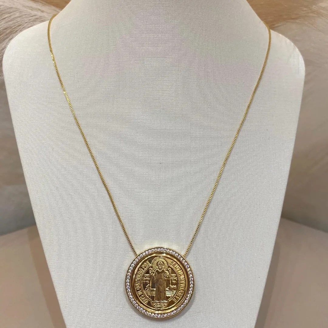 CORRENTE VENEZIANA COM MEDALHA GRANDE SÃO BENTO