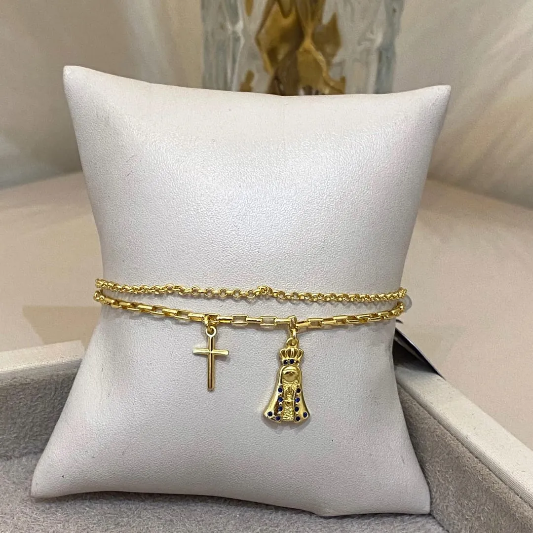 PULSEIRA DUPLA NOSSA SENHORA APARECIDA E CRUZ