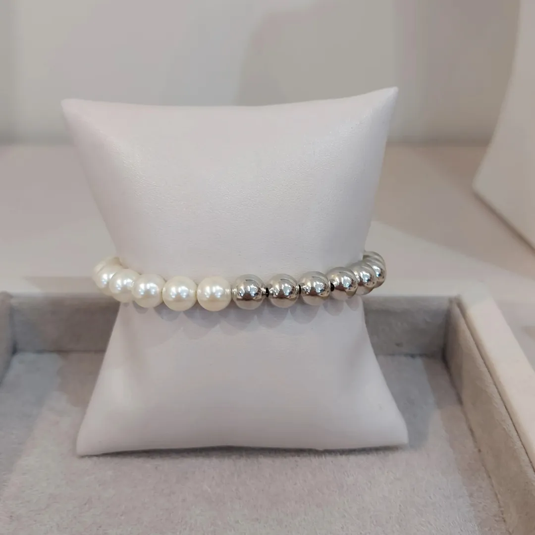 PULSEIRA METADE PÉROLA E METADE ESFERA DIAMANTE