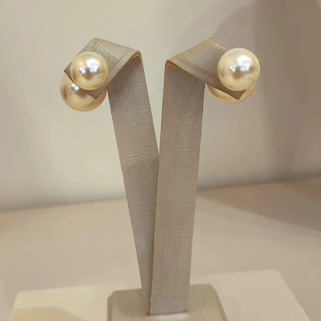 BRINCO PÉROLA DUPLA INSPIRAÇÃO DIOR