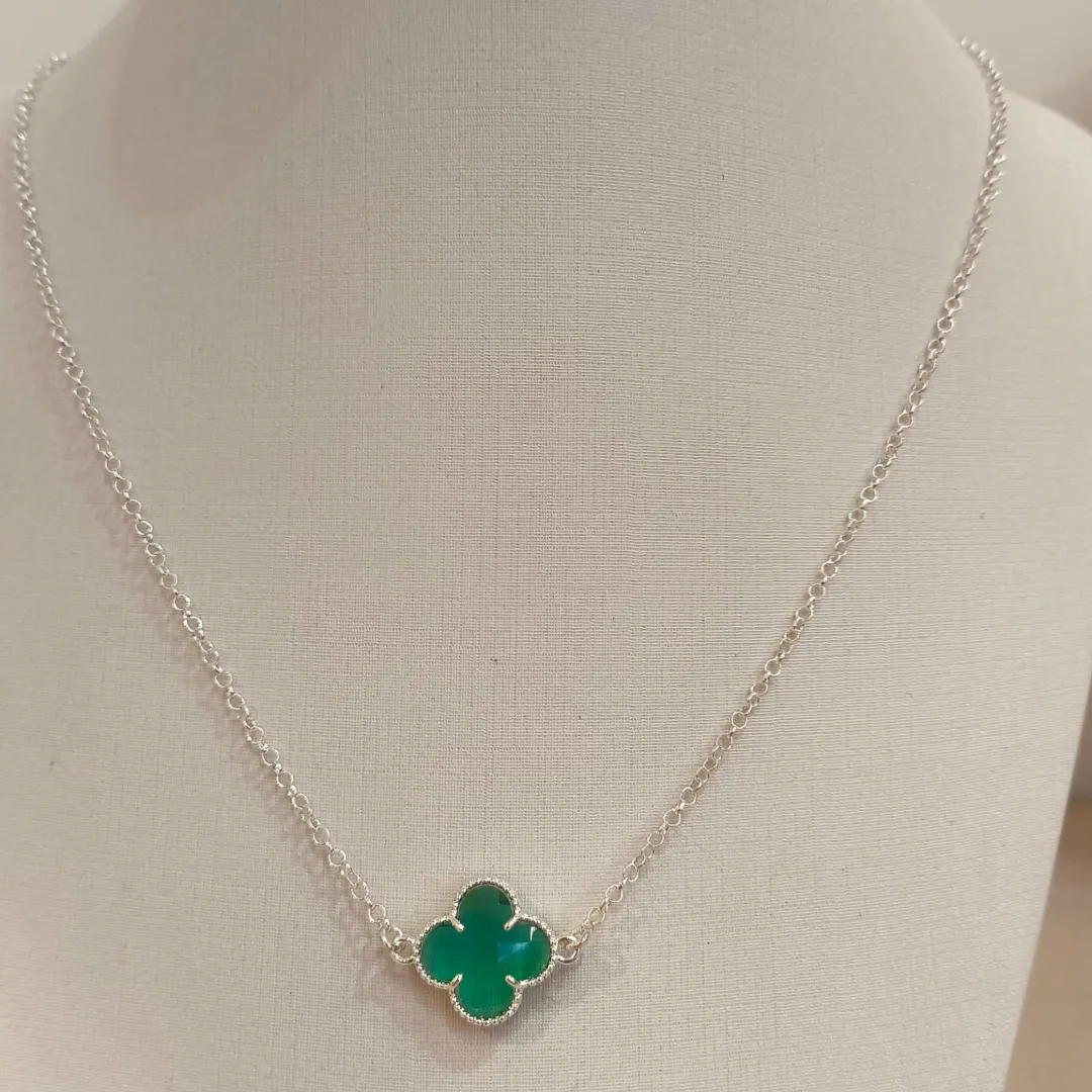 CHOKER PRATA VAN CLEEF TREVO VERDE
