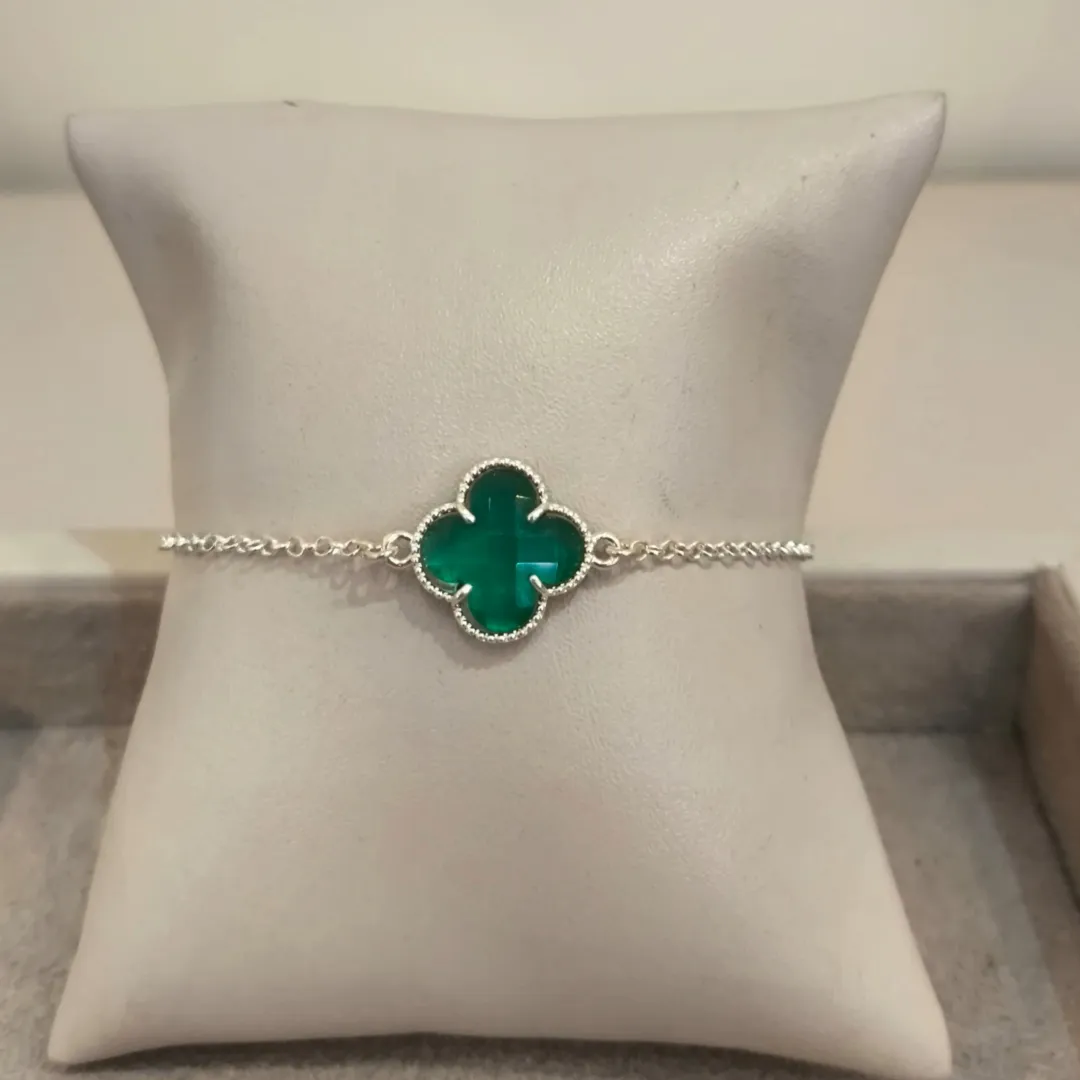PULSEIRA PRATA 925 VAN CLEEF VERDE