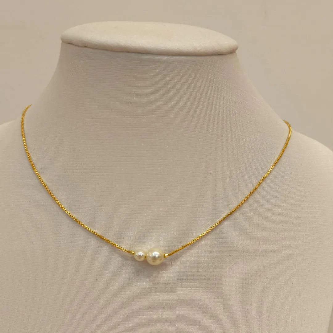 CHOKER VENEZIANA DUAS PÉROLAS DELICADAS
