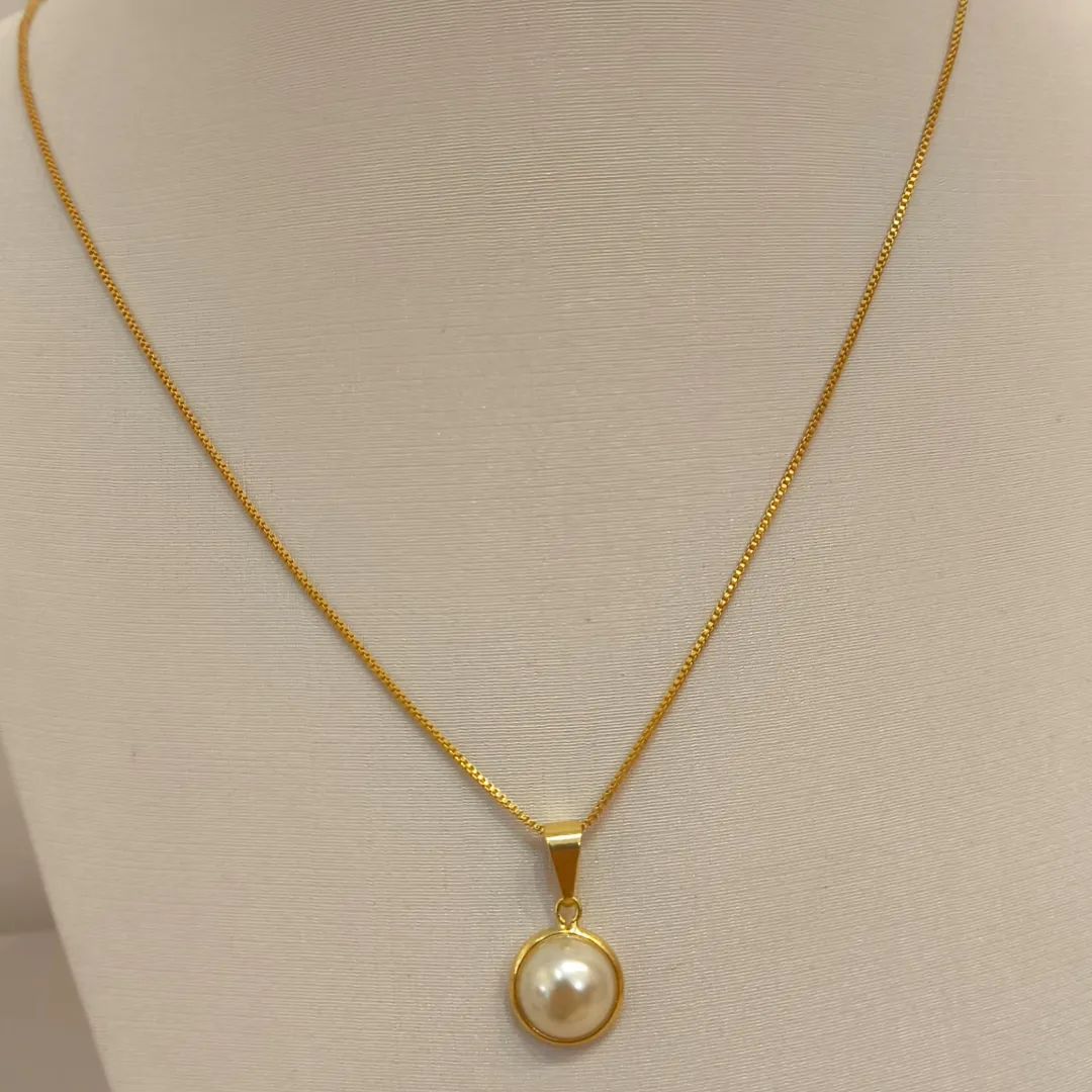 CORRENTE VENEZIANA 45CM COM PINGENTE DE PÉROLA