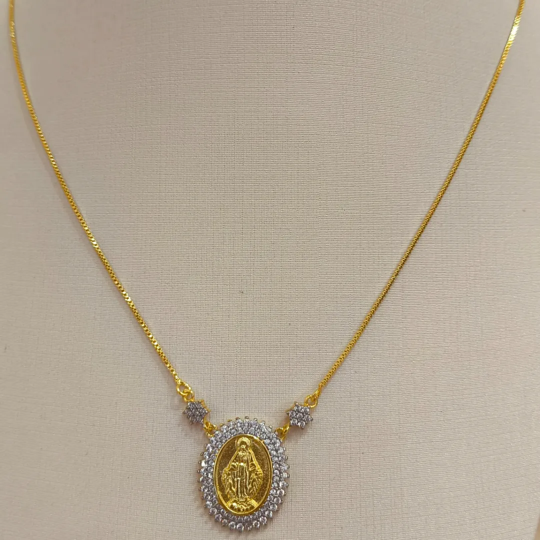 COLAR COM MEDALHA CRAVEJADA DE NOSSA SENHORA DAS GRAÇAS