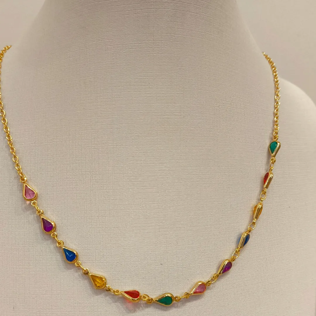 CHOKER GOTAS ZIRCÔNIAS COLORIDAS