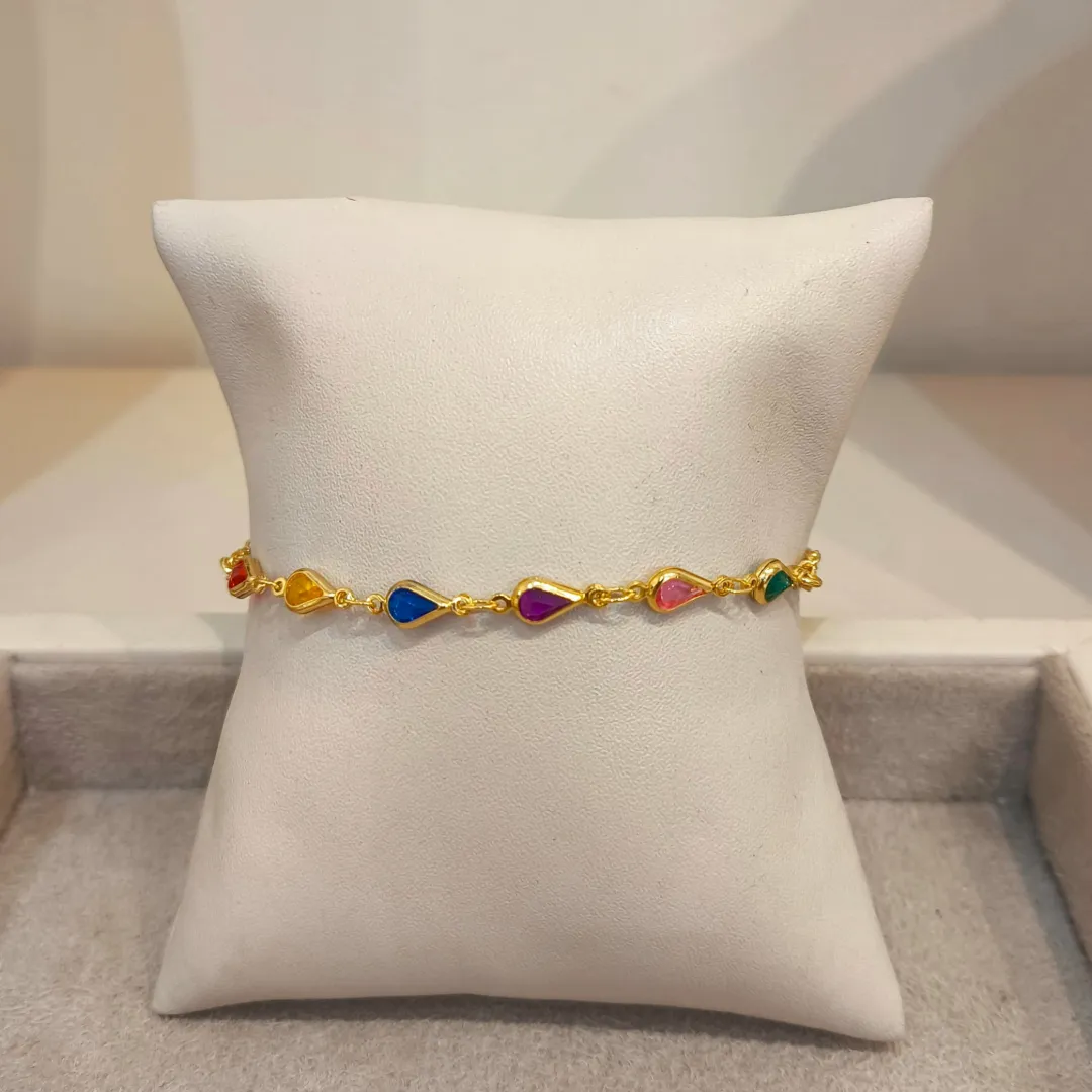 PULSEIRA DUPLA GOTAS ZIRCÔNIAS COLORIDAS