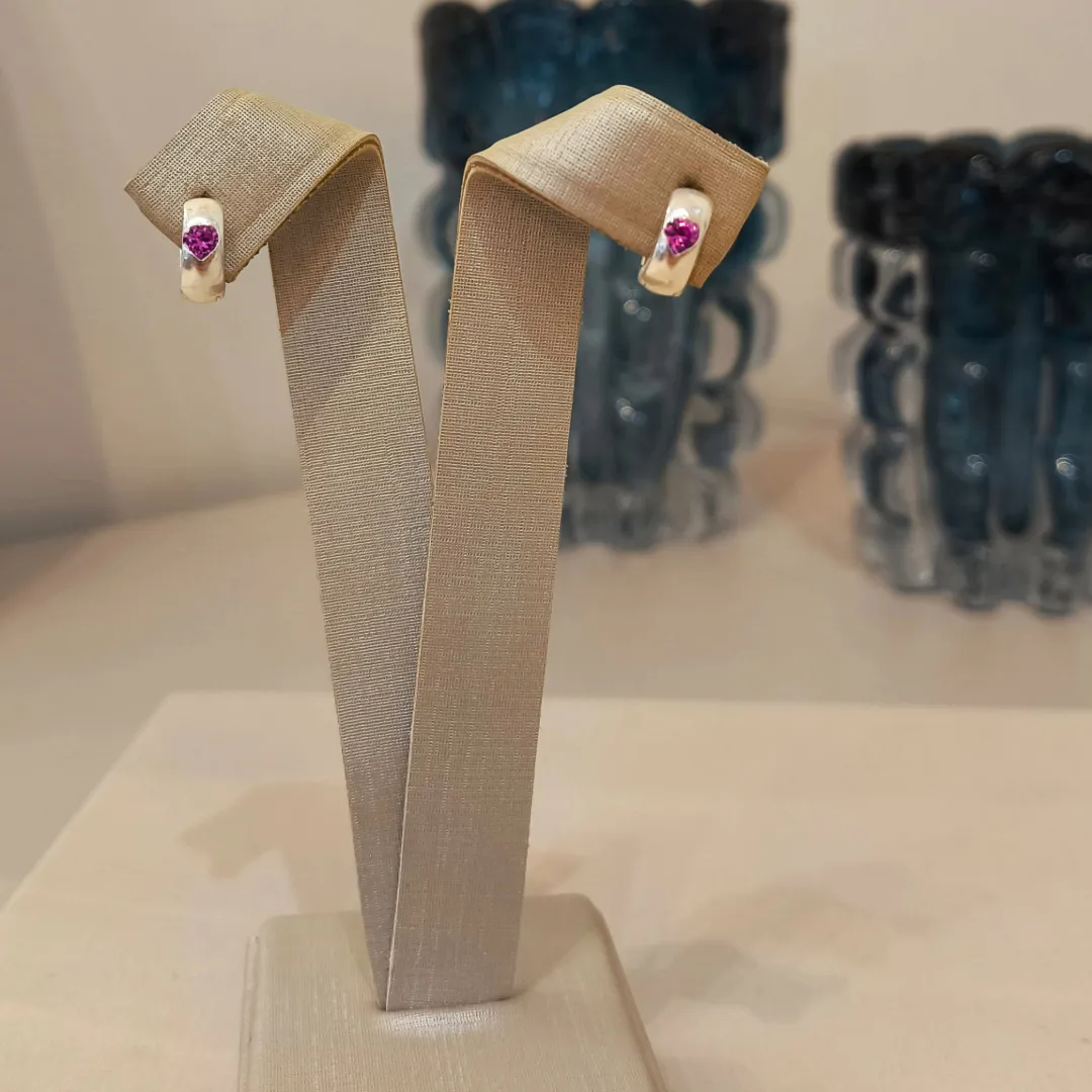ARGOLA PRATA CORAÇÃO PINK P