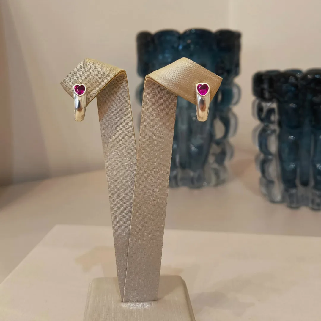 ARGOLA PRATA CORAÇÃO PINK G