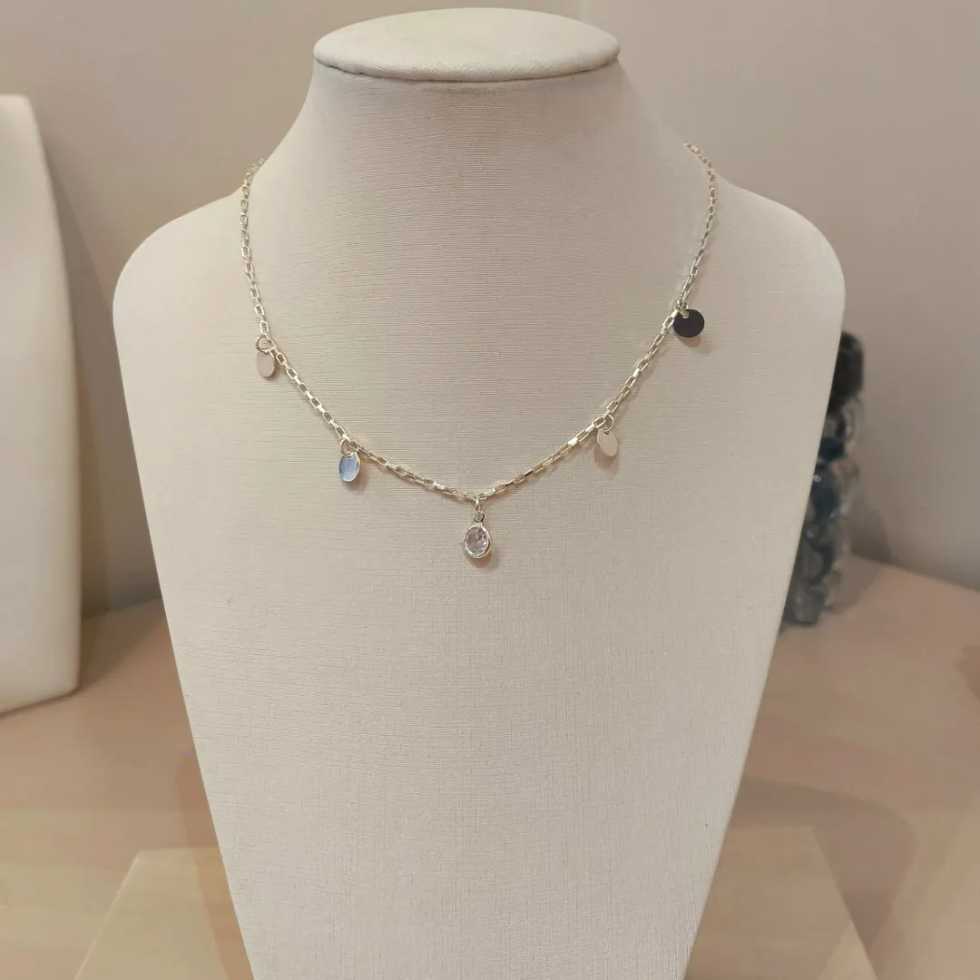 CHOKER PRATA CARTIER MEDALHAS E ZIRCÔNIA