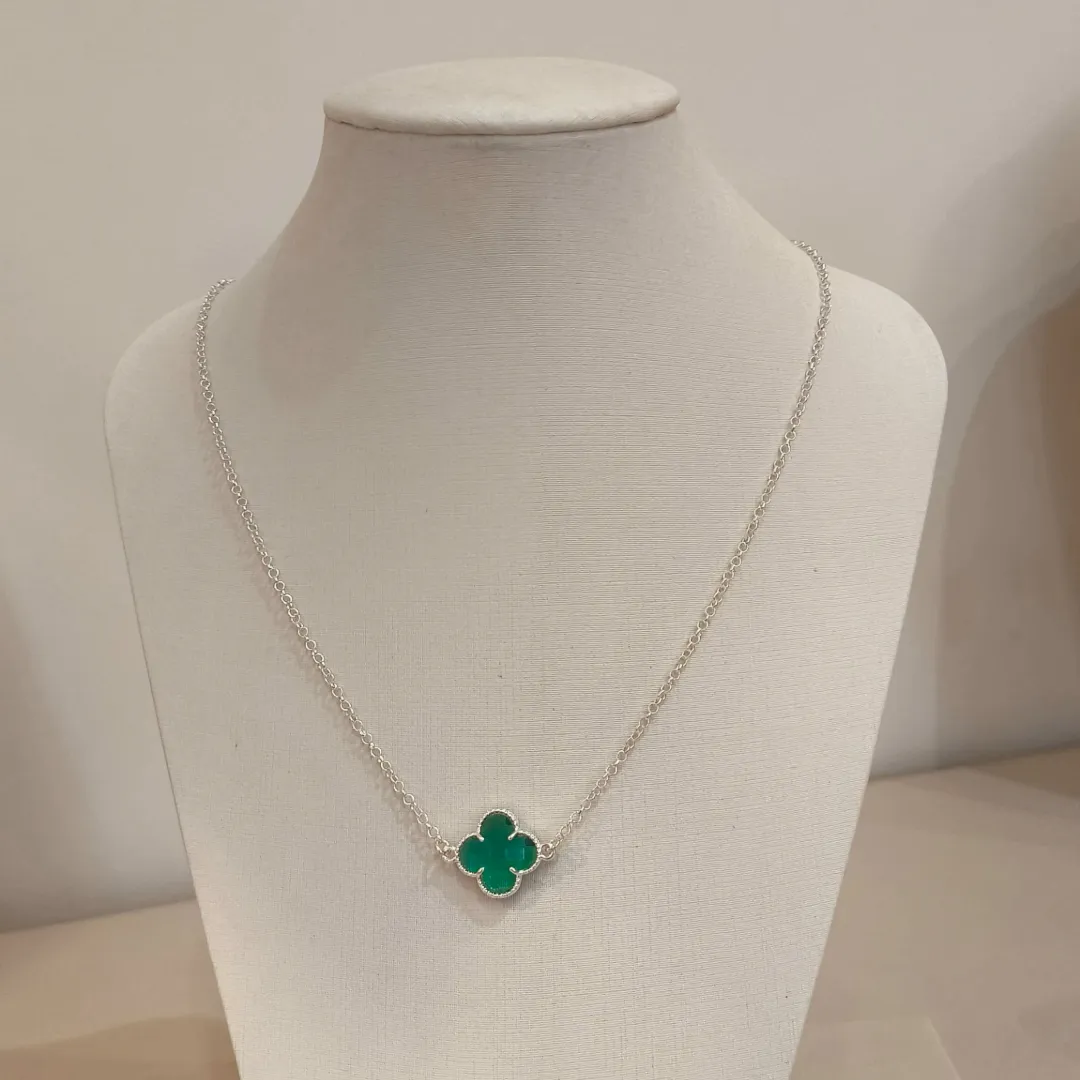 CHOKER PRATA VAN CLEEF TREVO VERDE