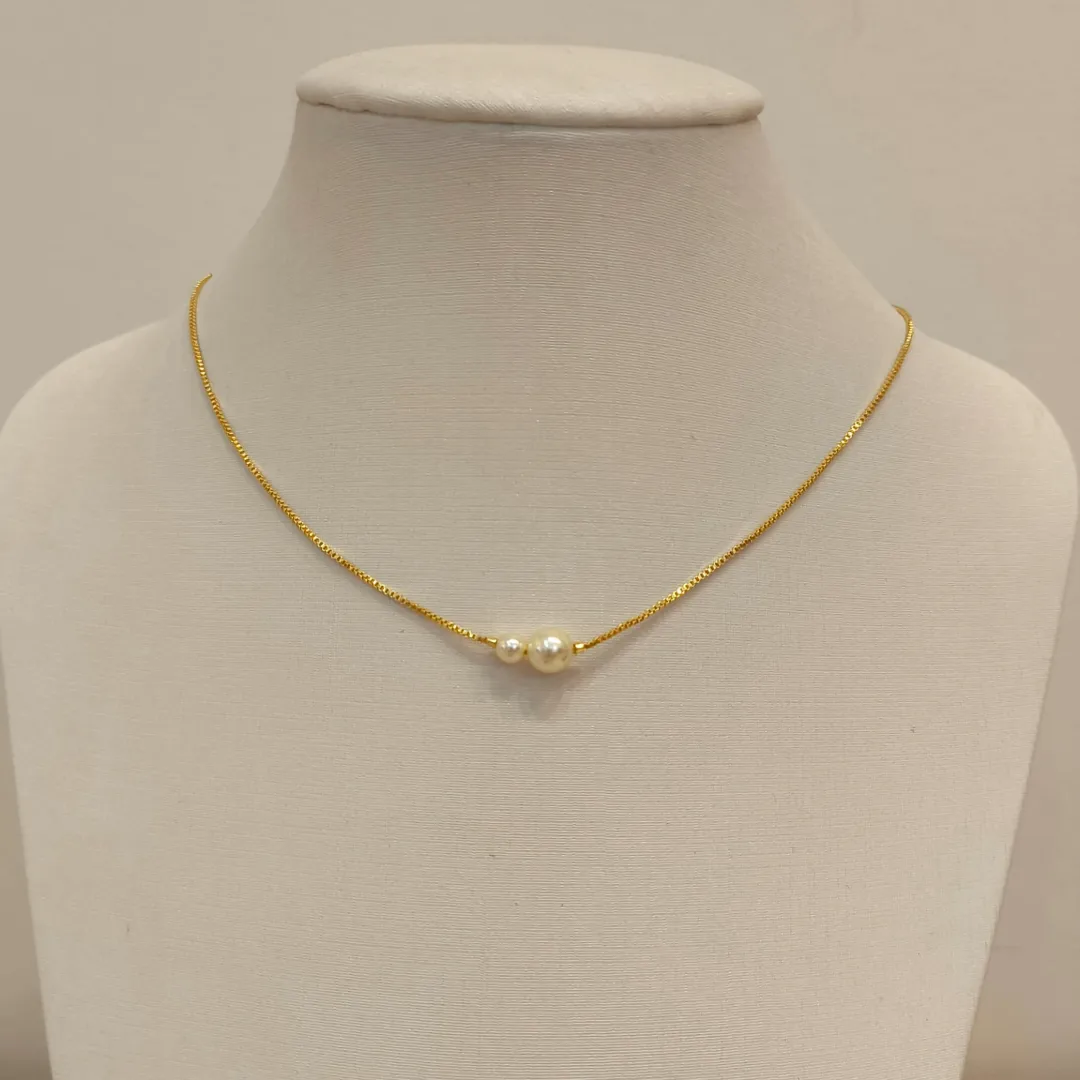 CHOKER VENEZIANA DUAS PÉROLAS DELICADAS