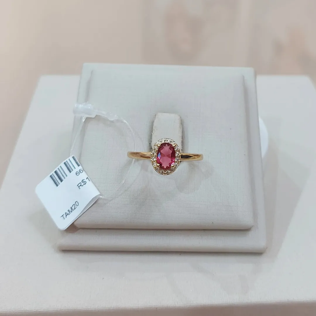 ANEL SOLITÁRIO ZIRCÔNIA PINK TAMANHO 20