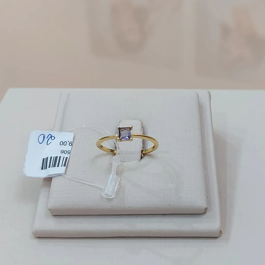 ANEL SOLITÁRIO QUADRADO ZIRCÔNIA LILÁS/LAVANDA TAMANHO 20