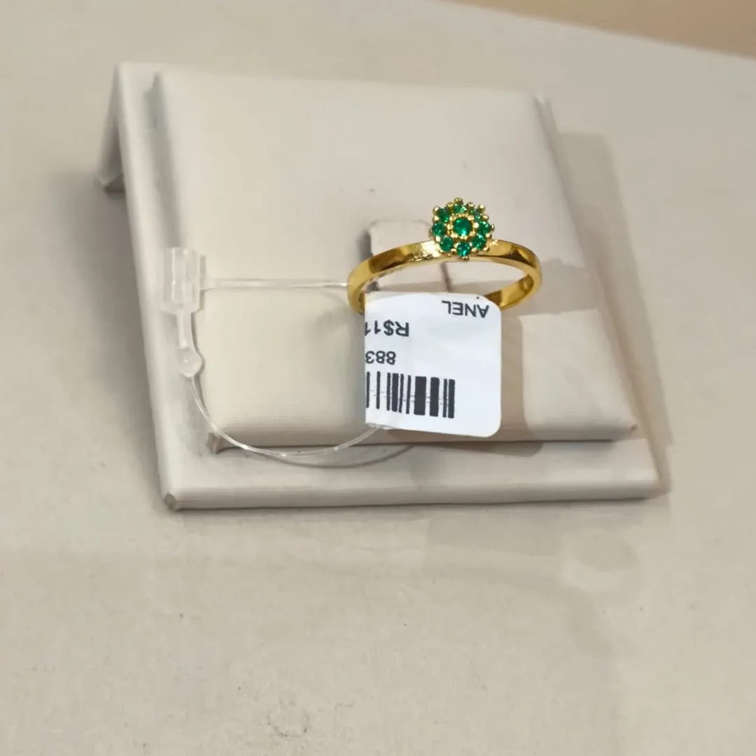 ANEL SOLITÁRIO CHUVEIRINHO VERDE TAMANHO 22