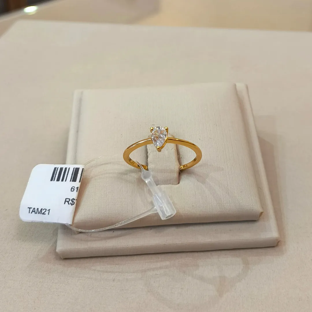 ANEL SOLITÁRIO GOTA CRISTAL TAMANHO 21