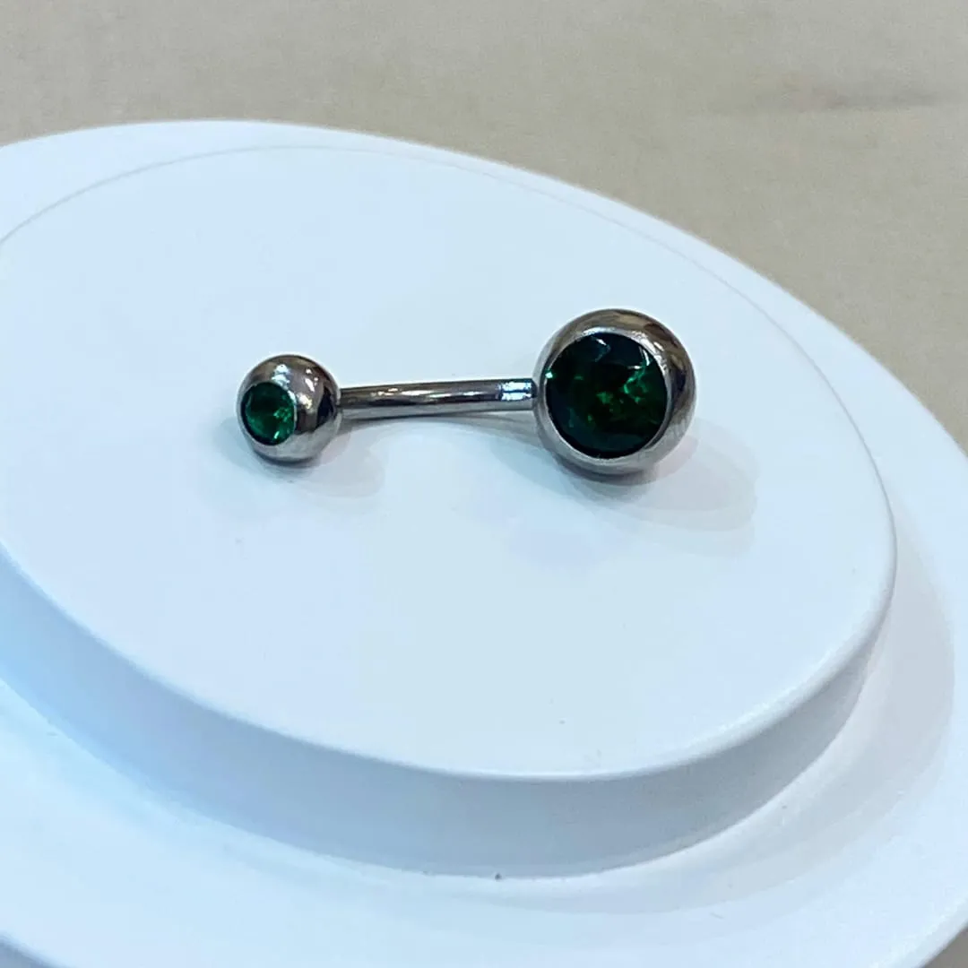 PIERCING UMBIGO AÇO ZIRCÔNIA VERDE