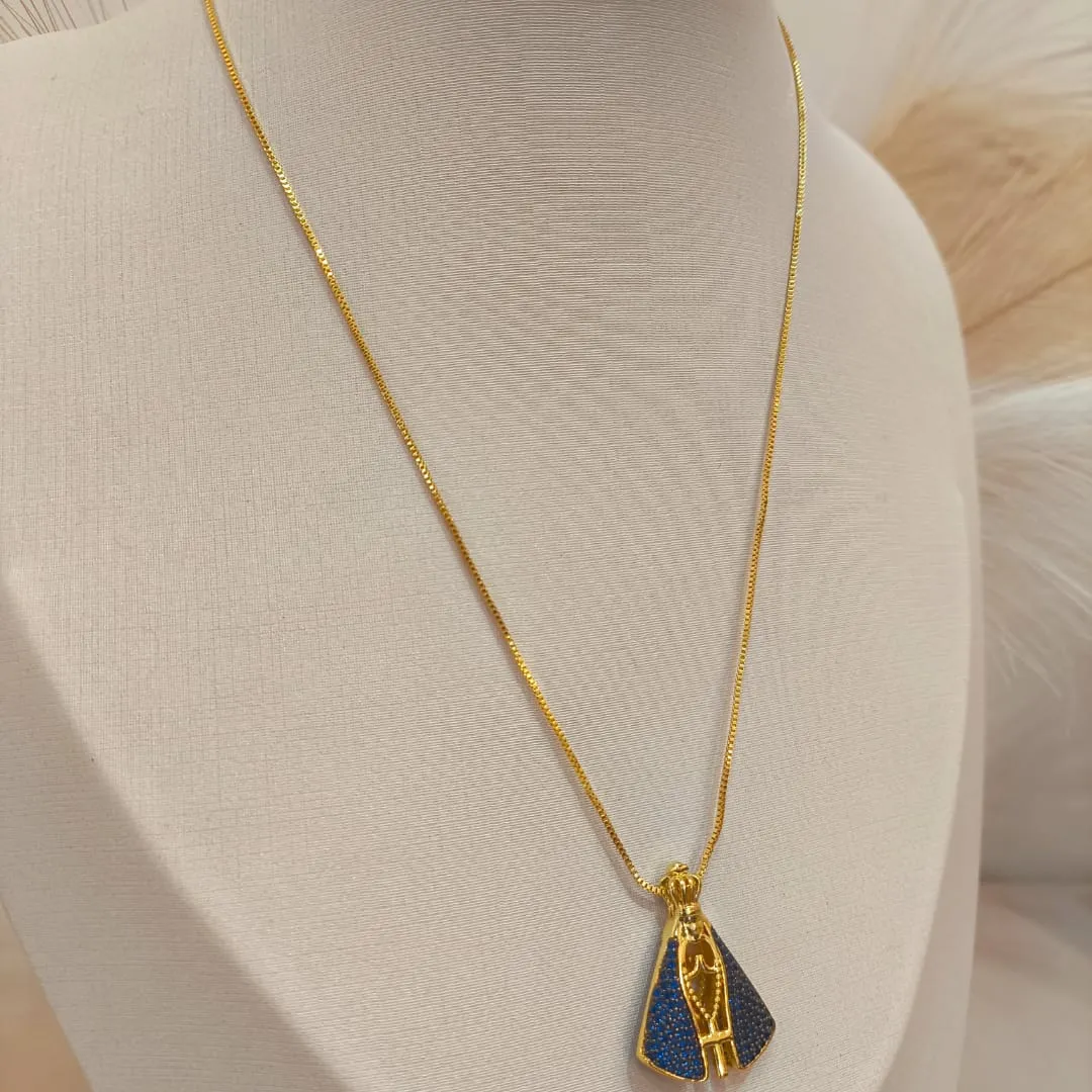 COLAR NOSSA SENHORA PARECIDA CRAVEJADO DOIS LADOS