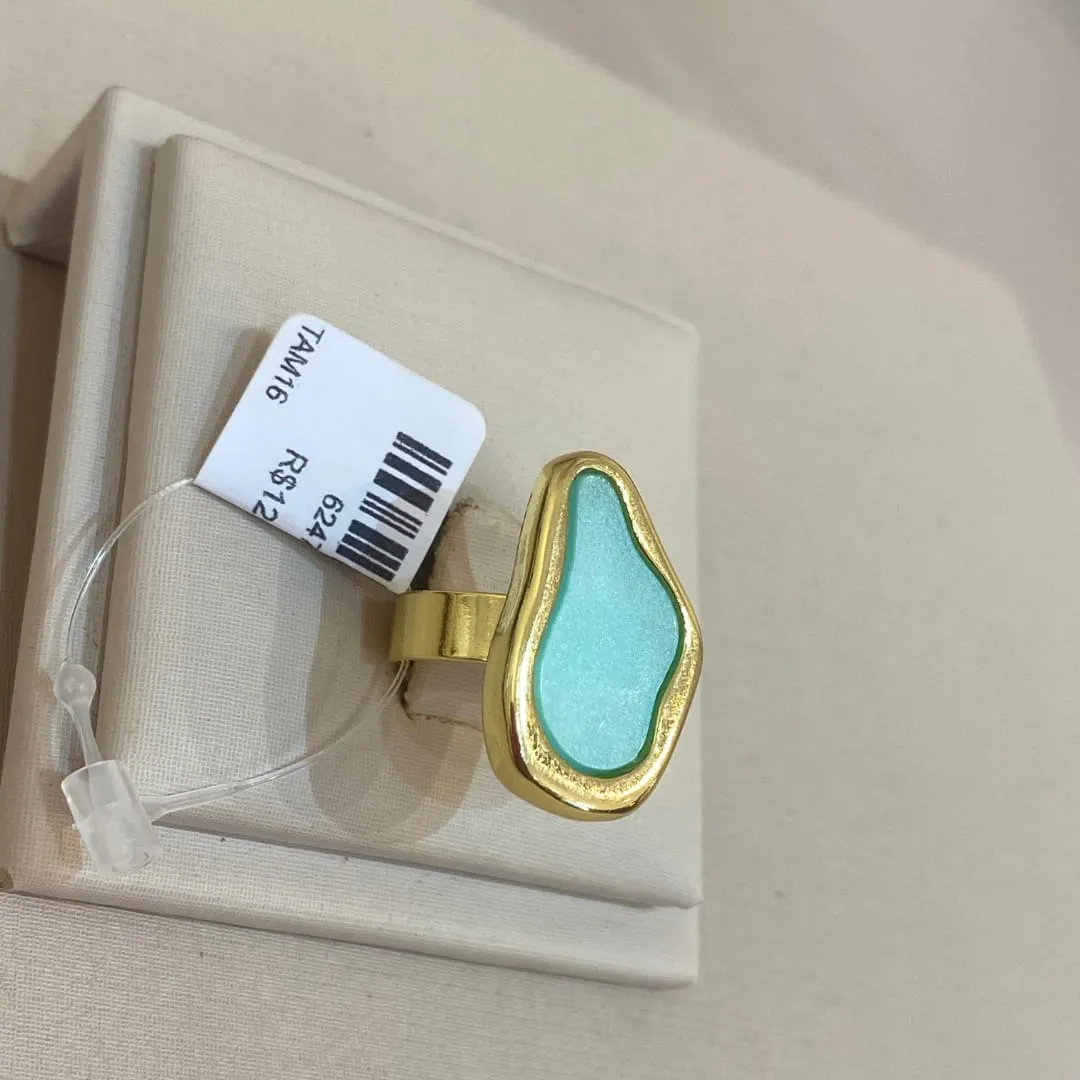 ANEL ORGÂNICO RESINADO VERDE TIFFANY TAMANHO 16