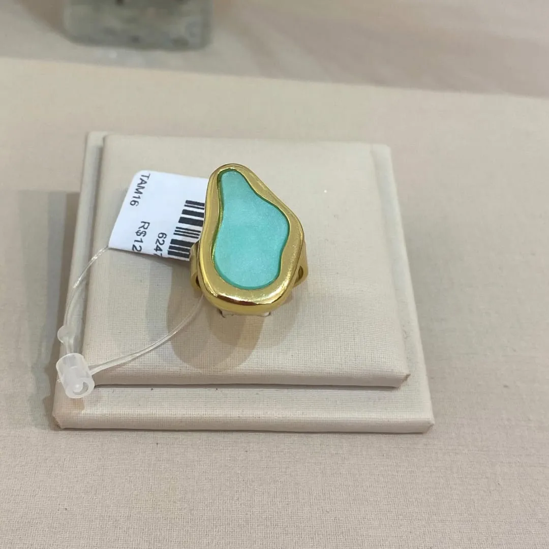ANEL ORGÂNICO RESINADO VERDE TIFFANY TAMANHO 16