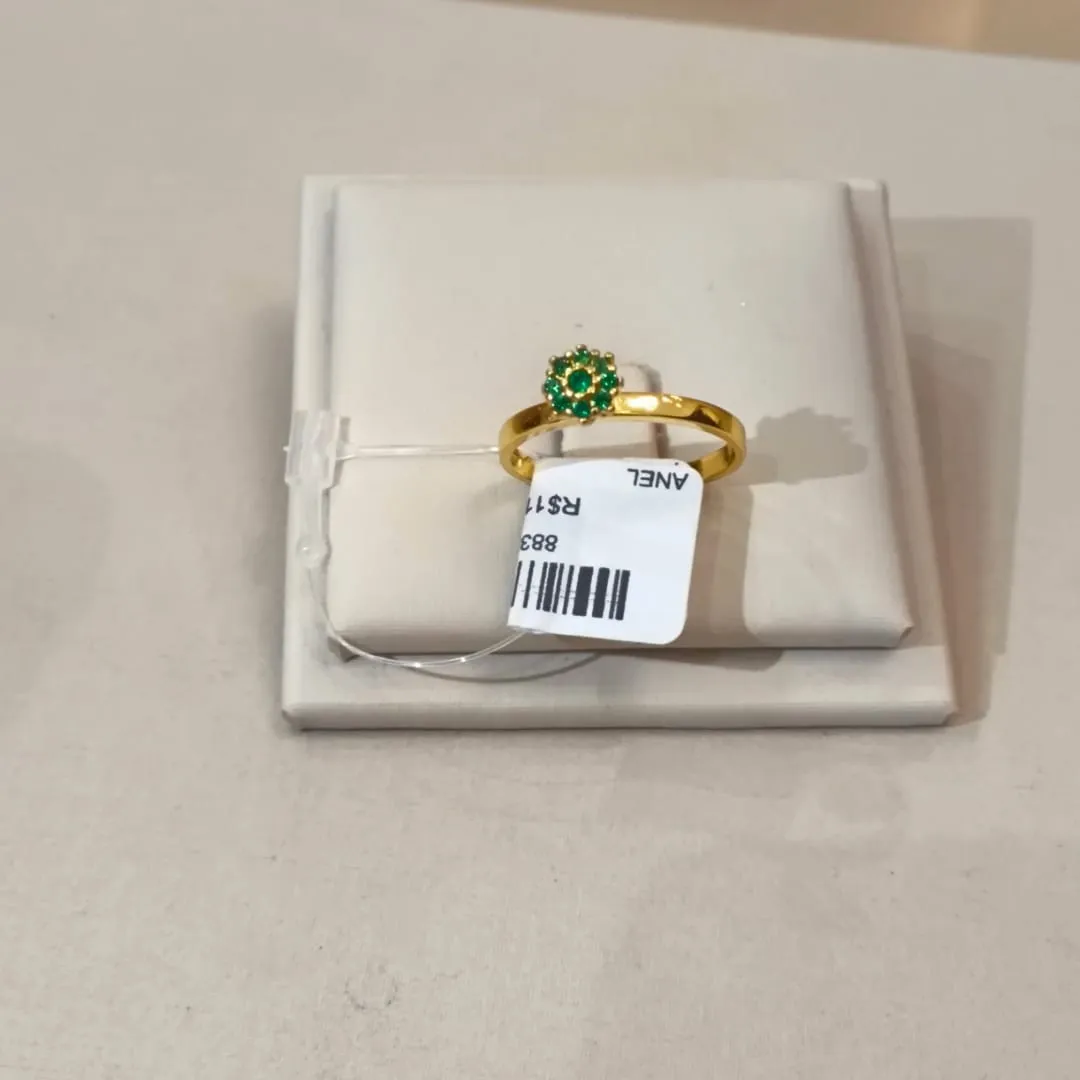 ANEL SOLITÁRIO CHUVEIRINHO VERDE TAMANHO 22