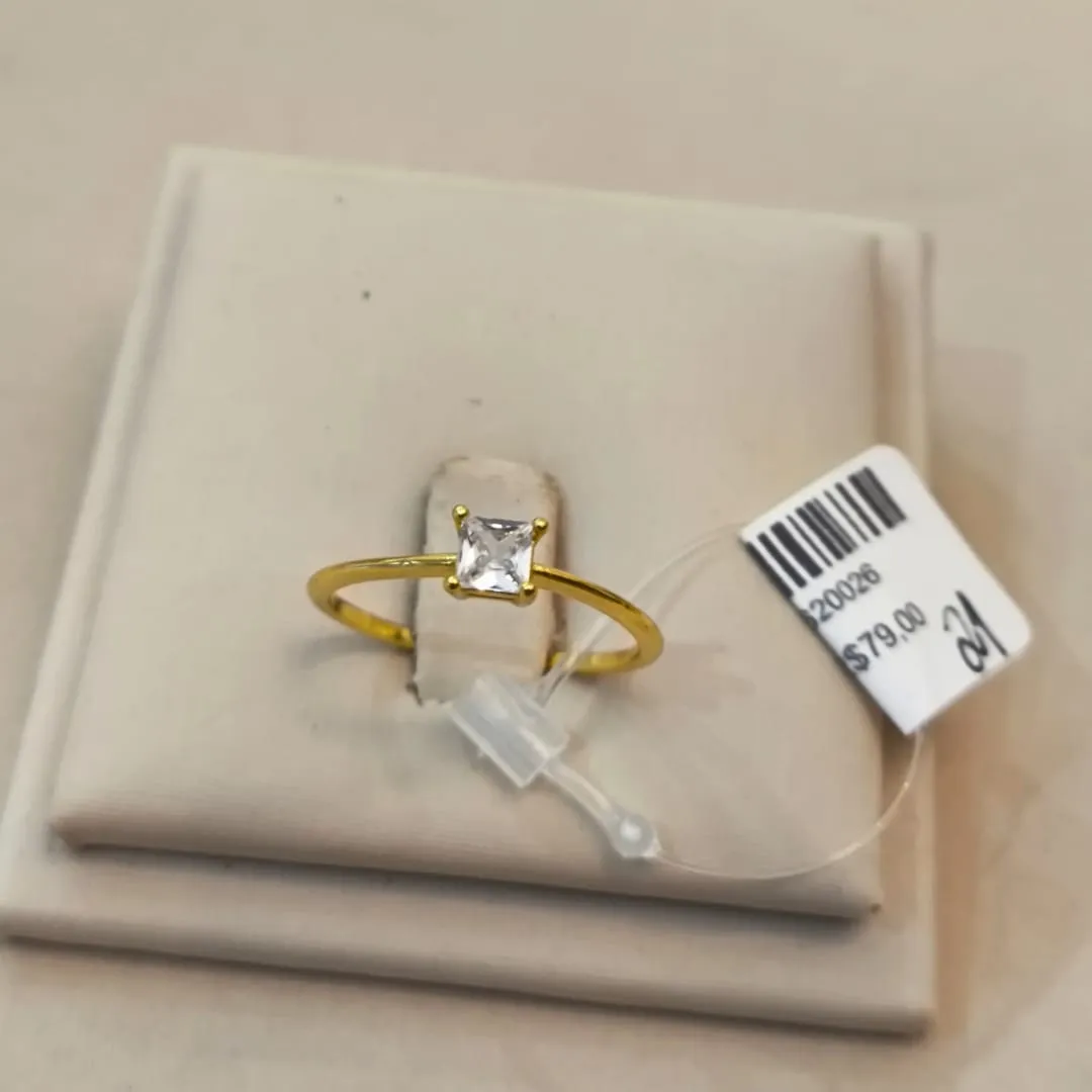 ANEL SOLITÁRIO QUADRADO ZIRCÔNIA CRISTAL TAMANHO 21