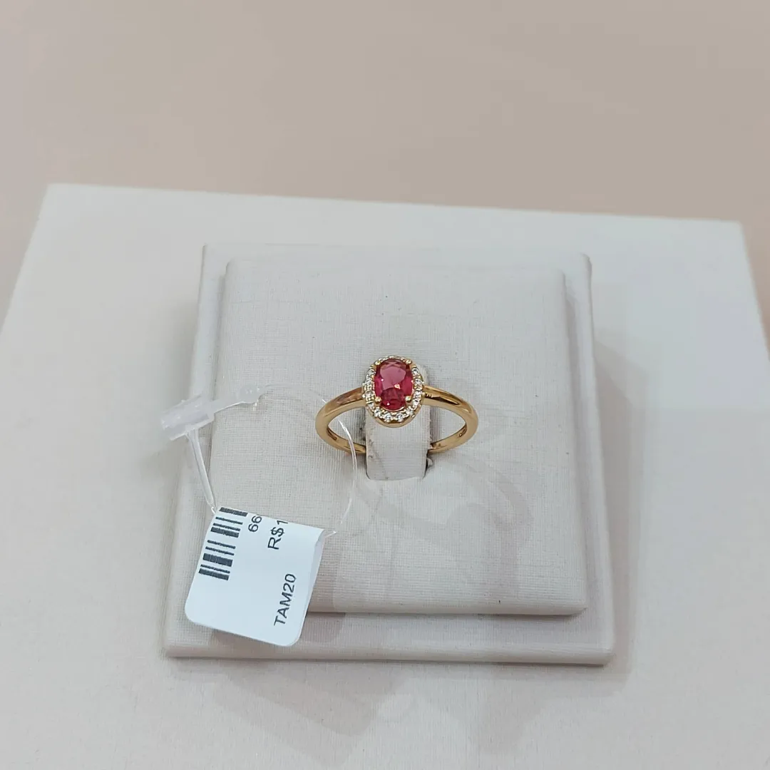 ANEL SOLITÁRIO ZIRCÔNIA PINK TAMANHO 20