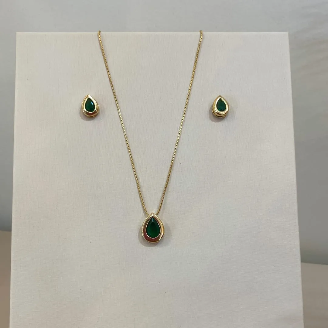 CONJUNTO GOTA VERDE ESMERALDA