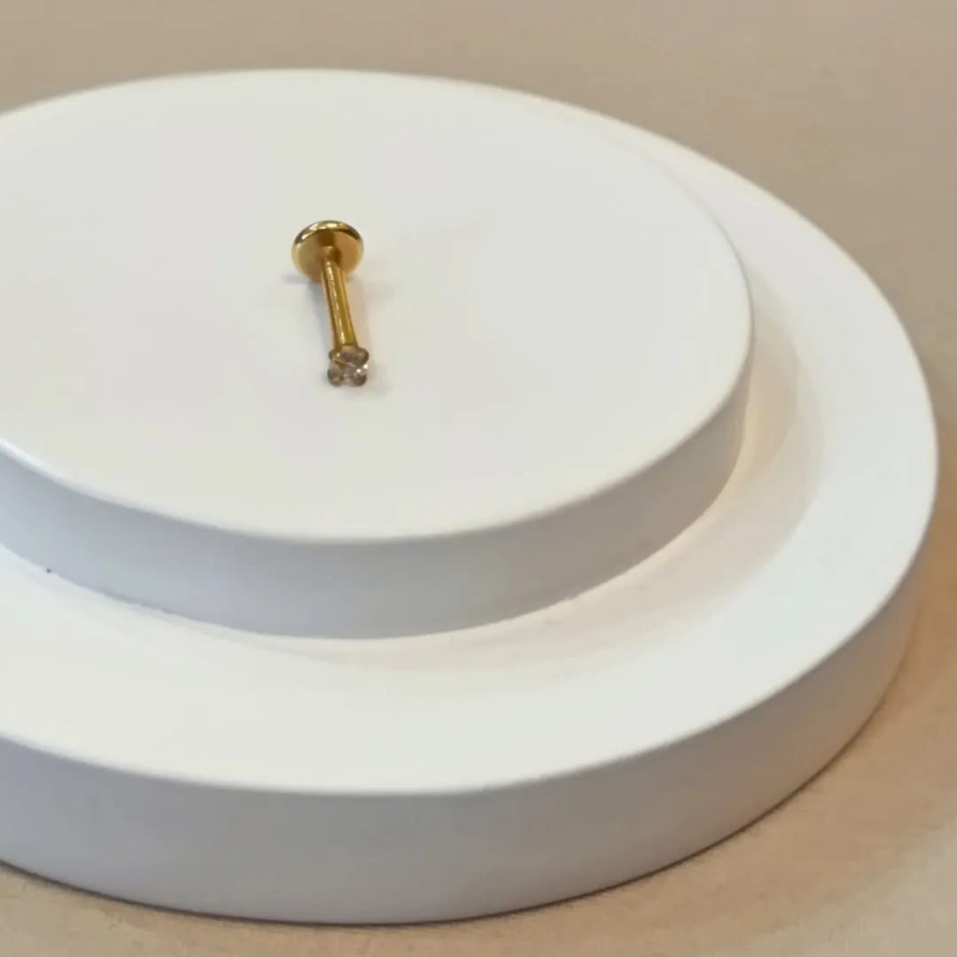 PIERCING PONTO DE LUZ PDV GOLD ROSCA FRONTAL HASTE 8MM/ ZIRC 2MM
