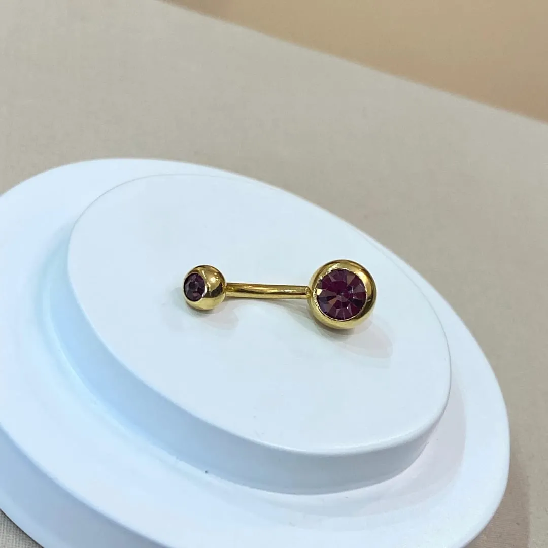 PIERCING UMBIGO PVD GOLD ZIRCÔNIA ROSA